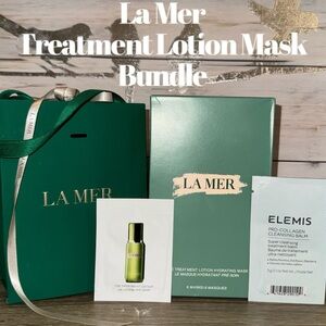NEW La Mer Gift Set 1 Box/6 Treatment Lotion Hydrating Masks/Bag & Samples